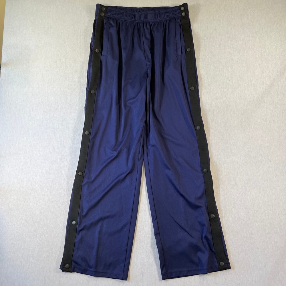 Deyeek Mens Large Navy Blue Snap Side Tearaway Track Pants Athletic Warmup Rehab